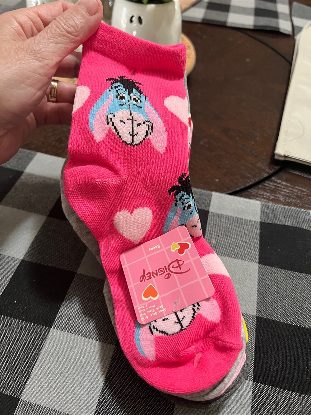 New Disney Pink Eeyore Heart  Socks